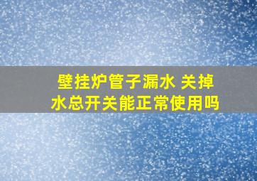 壁挂炉管子漏水 关掉水总开关能正常使用吗